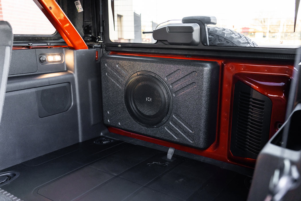 2021-up Ford Bronco Bass Package - Includes 12" 400W RMS Subwoofer, Custom Enclosure, Monoblock Amplifier, Line Out Converter and Complete Wiring Kit (PBK-FRD-BRO-G6)