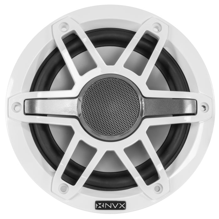 MVSP65 600W Peak (200W RMS) 6.5" V-Series 2-Way Marine Speakers with LED Lighting (Sport White and Black Grilles Included)