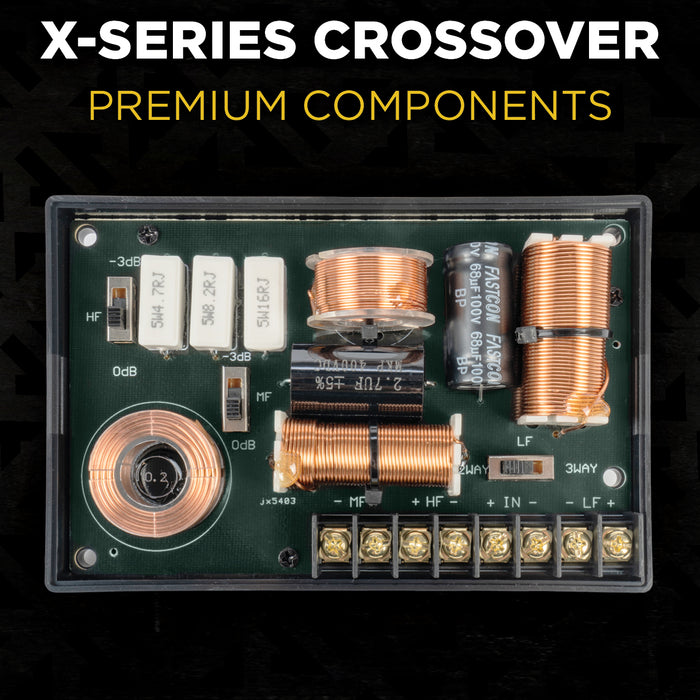 XQS653KIT 700W Peak (350W RMS) 6.5" X-Series 3-Way Component Speaker System with Carbon Fiber Cones and 30mm Silk Dome Tweeters