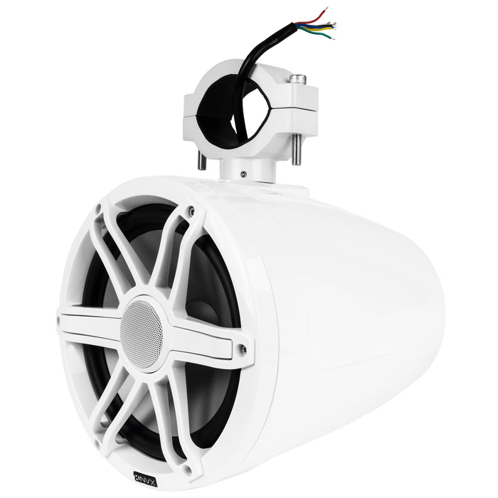 MVTSP8W 375W Peak (125W RMS) 8" V-Series 2-Way Marine Tower Speaker with LED Lighting and Swiveling Clamp (Sport White) Sold Individually