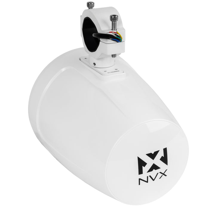 MVTSP8W 375W Peak (125W RMS) 8" V-Series 2-Way Marine Tower Speaker with LED Lighting and Swiveling Clamp (Sport White) Sold Individually