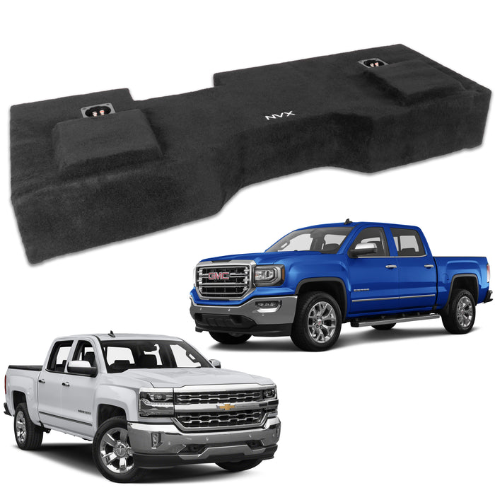 Custom Fit Dual 10" Sealed Down Firing Empty Subwoofer Enclosure for 2014-2018 Chevrolet Silverado and GMC Sierra Crew Cab Trucks | VE-GM-SLVCCG3-D10S