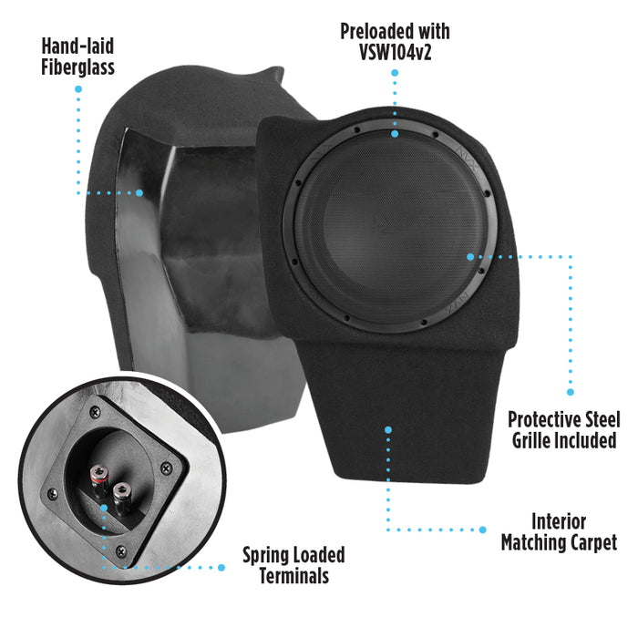 2020-Up Tesla Model Y - Custom 500W RMS 10" Loaded Subwoofer Enclosure | NVX BE-TSLAY-G1P (Passenger Side)