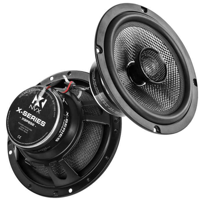 XSP652 600W Peak (200W) RMS 6.5" X-Series 2-Way Coaxial Speakers with Carbon Fiber Cones and 25mm Silk Dome Tweeters